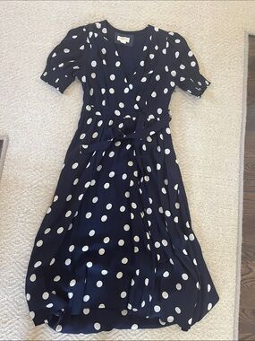 Retro style polka dot wrap dress worn once